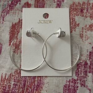 J.Crew Factory thin silver wire hoop earrings NEW
